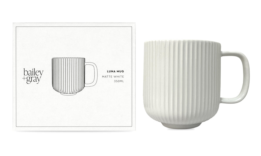 Bailey + Gray Matte White Luna Mug 350ml
