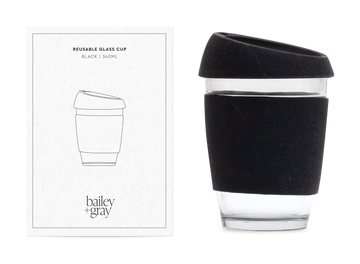 Bailey + Gray Reusable Glass Cup 340ml