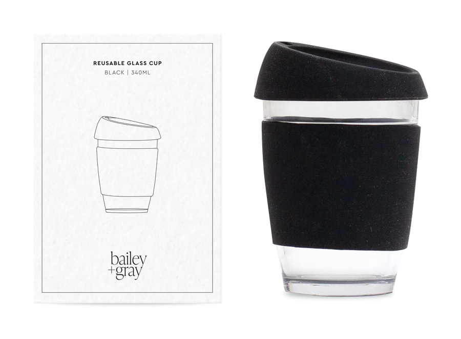 Bailey + Gray Reusable Glass Cup 340ml