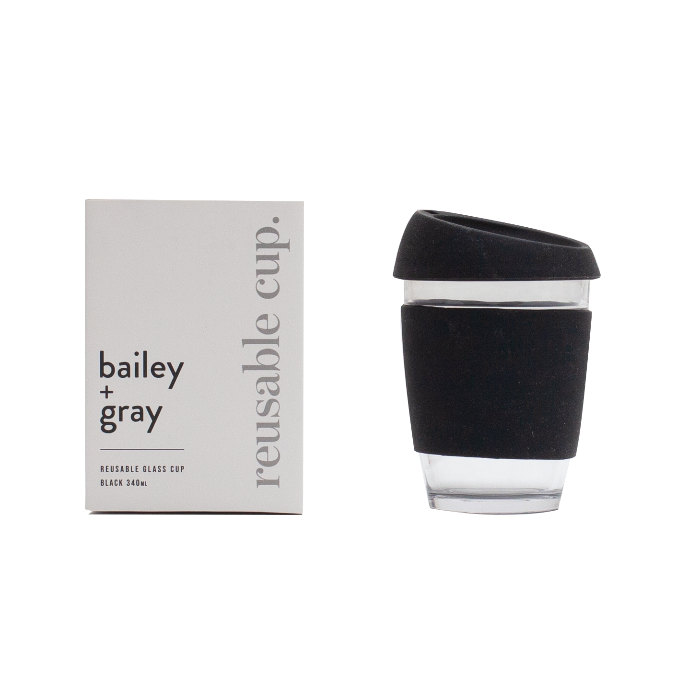 Bailey + Gray Reusable Glass Cup 340ml