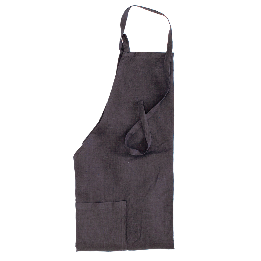 Bailey + Gray 100% Stonewashed Linen Apron Charcoal Grey